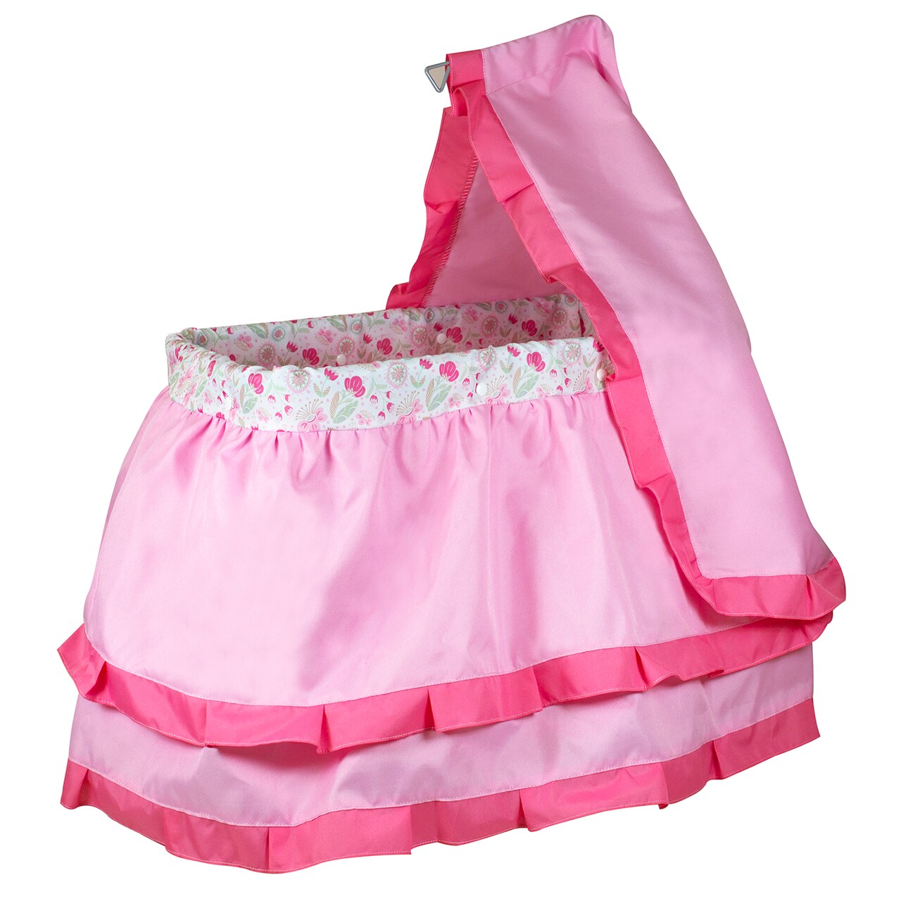 Lissi: Deluxe Canopy Doll Bed - Pink & Floral - Sleep Accessory For Dolls Up to 18", Tiered Bed Linens, Smooth-Rolling Wheels, Roleplay Toy, Kids 3+